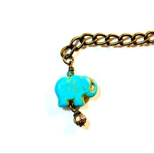 Aqua Elephant Chain Charm Bracelet Handmade by McGlamorous